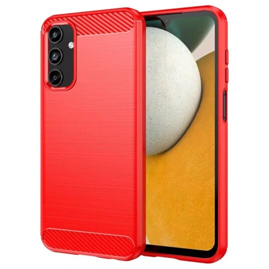 INCOVER Samsung Galaxy A15 (5G) / A15 Brushed Carbon Fiber Fleksibelt Plast Deksel - Rød