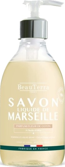 BeauTerra Marseille flytende såpe – Bomullsblomst – 300 ml