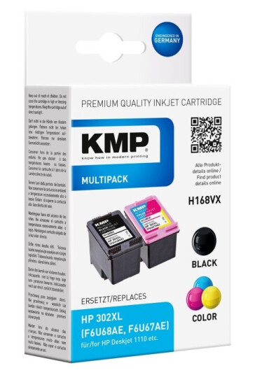Kmp Multipack H168vx - 2-Pack - Svart Farge (Cyan Magenta Gul) - Kompatibel - Blekkpatron (Alternativ For: Hp 302Xl Hp F6u67ae Hp F6u68ae) - For Hp Deskjet 1110 21Xx 36Xx Envy 45Xx Officejet 38Xx 46Xx 52Xx