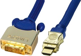 Lindy Hdmi Dvi Premium Gold 0.5M 0,5 M Hdmi Dvi D Blå Hankjønn/Hankjønn 1920X1200Wuxga Hdtv 1080P