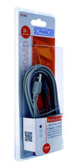 SCHWAIGER USB-kabel - USB-type B til USB - 3 m
