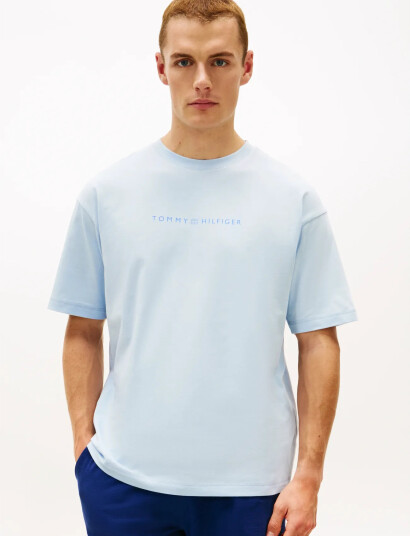 Tommy Hilfiger Ss Logo Tee   Blue   M