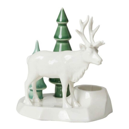 Dottir Winter Stories lysestake reindeer 14,5 cm hvit porselen Dottir Winter Stories lysestake reindeer 14,5 cm hvit porselen