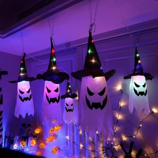 Halloween Hengende Spøkelser med Heksehatter 5 stk CJY