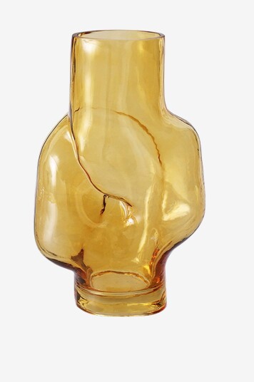 HKliving Høy vase i skinnende glass Gul