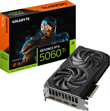 Gigabyte GeForce RTX 5060 Ti 16GB GDDR7 Grafikkort med WINDFORCE Kjøling