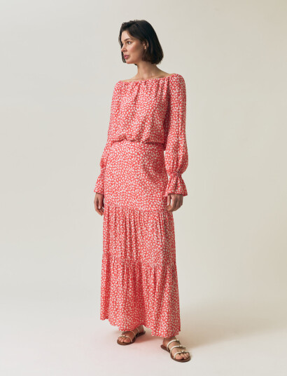 Lexington Clothing Printed Maxi Skirt - Red - XS