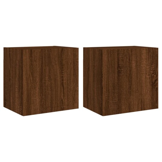  Vegghengte TV-benker 2 stk brun eik 40,5x30x40cm konstruert tre 836909