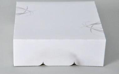 Kageæske Hængslet Låg S Line L230xb230xh80mm Pap Uden Rude Hvid/Grå,100 Stk/Krt