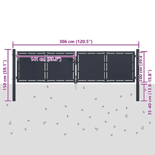 Hageport stål 300x100 cm antrasitt Hageport stål 300x100 cm antrasitt
