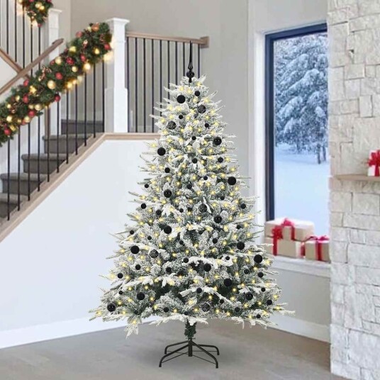Kunstig forhåndsbelyst juletre med kule sett grønn 240 cm Kunstig forhåndsbelyst juletre med kule sett grønn 240 cm