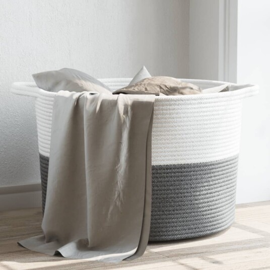  Skittentøyskurv grå og hvit Ø55x36 cm bomull 8721012086852