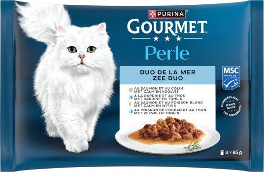 Gourmet Våtfôr Blandet Prøvepakke Perle Mix V 4 Sorter Duo Fra Havet 4 X 85 G