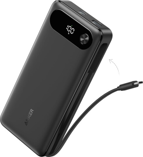 Anker 20K Powerbank med Innebygget USB-C Kabel 87W Svart Anker 20K Powerbank med Innebygget USB-C Kabel 87W Svart