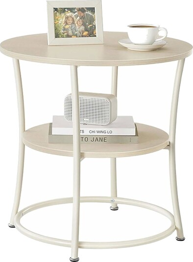 2 etasjes sidebord i treimitasjon med metallramme