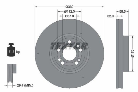 Bremseskive TEXTAR 92307105 Bremseskive TEXTAR 92307105