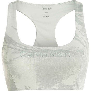 Calvin Klein BH Sport Medium Support Printed Bra Lysegrånn Medium Dame Calvin Klein BH Sport Medium Support Printed Bra Lysegrånn Medium Dame