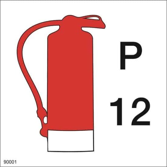 FIRE EXTINGUISHER POWDER 15X15 Alu-plate 40x40cm