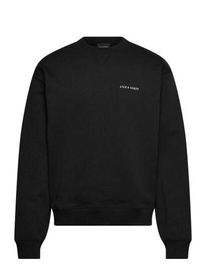 Lyle & Scott Script Heavyweight Loopback Crew Neck Sweatshirt   Black   XL