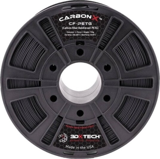 3D Xtech CarbonX CF PETG Filament 1.75 mm 750 g Sort PTG3010750BK0