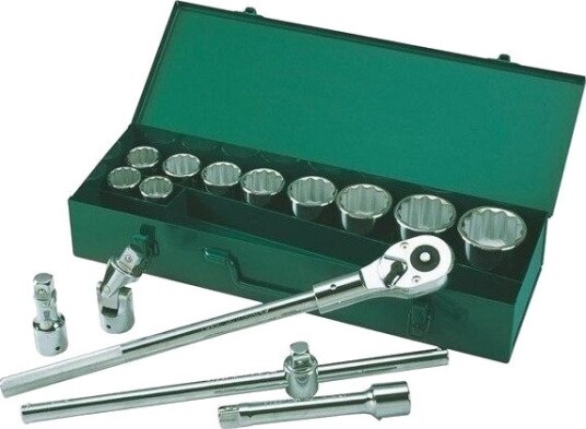 Sata Tools Pipesett Metrisk 15 Deler, 12-kant, 3/4" 30-60 mm (Profesjonell Bruk)