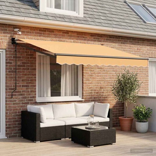 vidaXL Elektrisk Utrekkbar Markise sand 100% polyester og aluminium vidaXL Elektrisk Utrekkbar Markise sand 100% polyester og aluminium