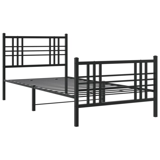  Sengeramme i metall med hodeog fotgavl svart 100x200 cm