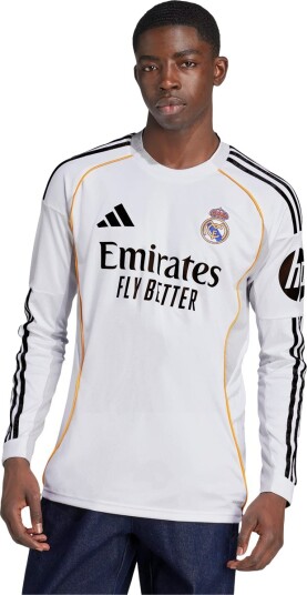 Real Madrid 25/26 Langermet Hjemmetrøye Hvit S