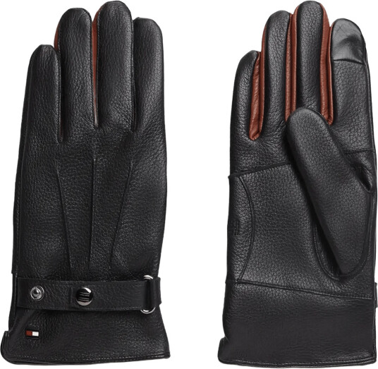 Tommy Hilfiger Th Dc Premium Leather Gloves Black S/M