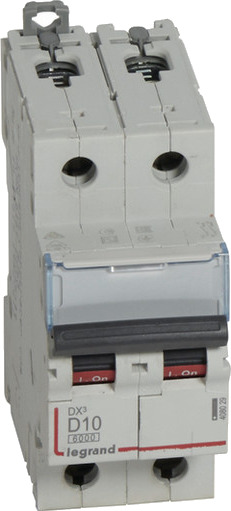 Legrand Automatsikring DX3 D 10A 2P, 2M, 6/10kA