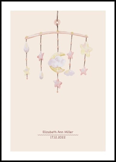 Baby Mobile Pastel Nursery Personalized Plakat Plakat / 70x100cm