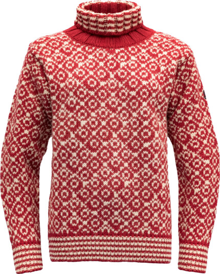 Devold Svalbard Sweather High Neck A/Hindberry/Offwhite L Devold Svalbard Sweather High Neck A/Hindberry/Offwhite L