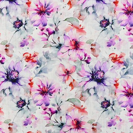 Balsløw Lin/Viskose Jersey Stoff 1413 Blomster 50cm