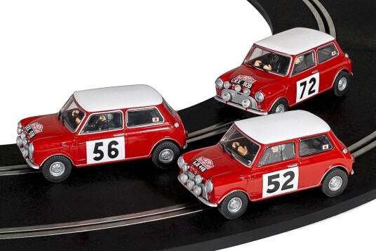 Scalextric Monte Carlo Rally Mini 1965 Bilsett 3 stk