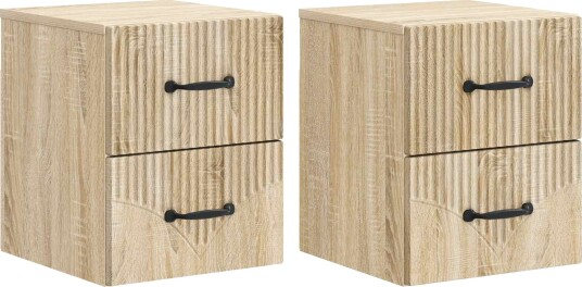  Vegghengt Nattbord med skuff 2 pcs Sonoma eik 34,5 x 33 x 40 cm