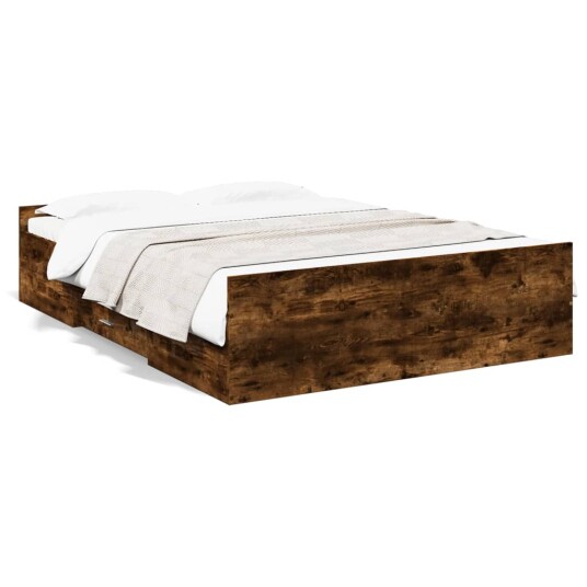 Sengeramme med skuffer røkt eik 120x190 cm konstruert tre 8721102619786