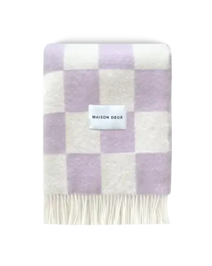 Maison Deux Checkerboard Pledd Hvit/Lilla