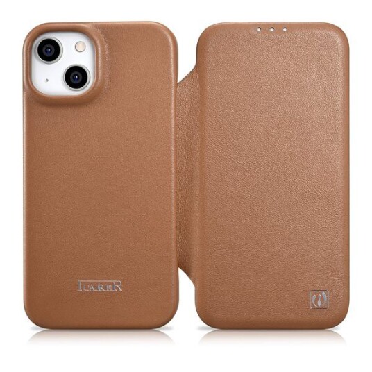 Icarer Icarer Ce Premium Leather Folio Case Iphone 14 Plus Leather Flip Case Magnetic Magsafe Brown (Wmi14220715-Bn)