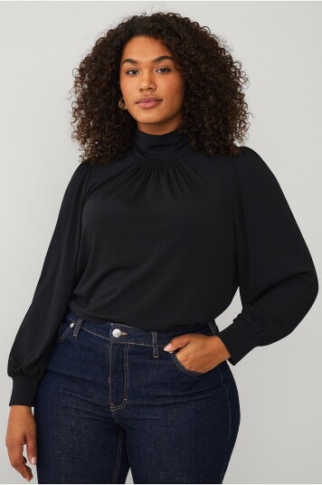 Ellos Plus Collection Topp med puffermermer Svart