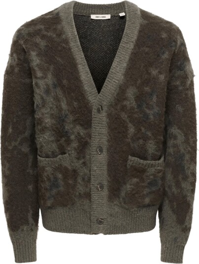 ONLY & SONS Onswillis Ls Ds Jaquard Cardigan BELUGA XXL