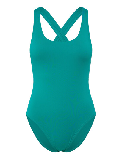 Speedo Solid Scoop Neck Swimsuit Green L Speedo Solid Scoop Neck Swimsuit Green L