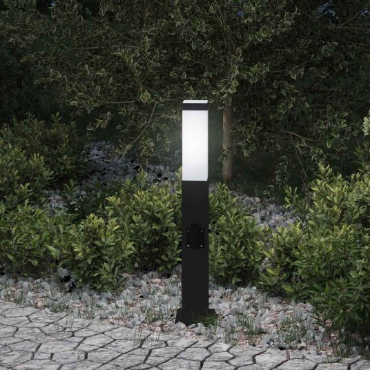 Pullertlampe med stikkontakt 50 cm svart IP44