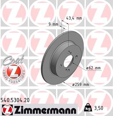 Bremseskive ZIMMERMANN 540.5304.20
