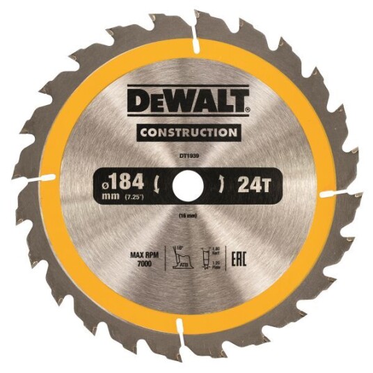 Dewalt Sirkelsagklinge 184 mm 24T for Tre og Kompositt - Robust Konstruksjon