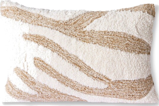 HK Living Fluffy pute 35x55 cm Hvit-beige