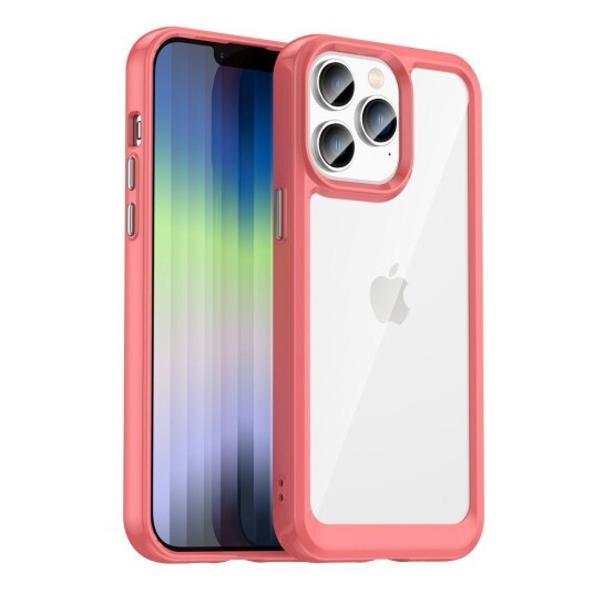 INCOVER iPhone 14 Pro Hybrid Plastdeksel - Gjennomsiktig / Rød