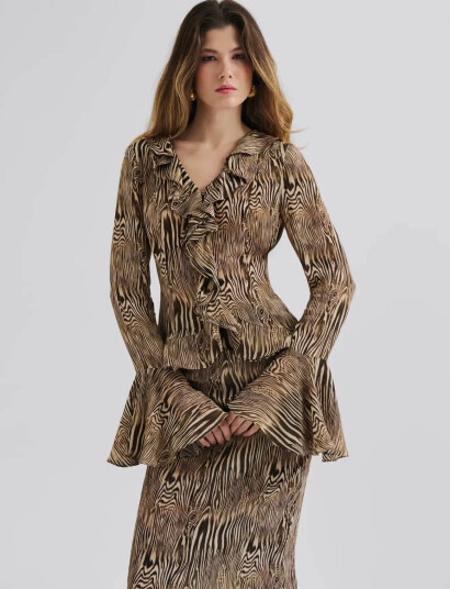 Malina Suzie Sheer Frill Blouse - Multi/patterned - 38