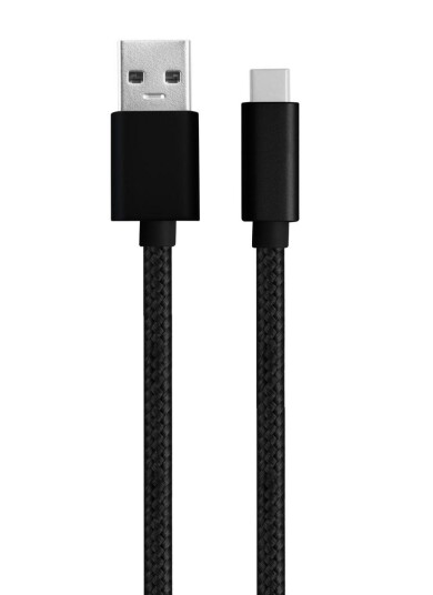 NÖRDIC 3m USB C til USB En kabel USB3.1 Gen1 Hurtiglading 60W 5Gbps 3A, Nylon Braided Black