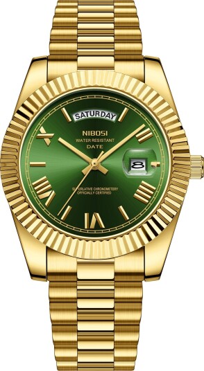 Nibosi Day Date Roman Gold Green