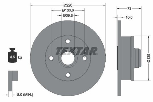 Bremseskive TEXTAR 92154203 Bremseskive TEXTAR 92154203